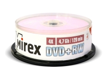 Диск DVD+RW Mirex 4.7 Gb 4x Cake Box (25) (25/300)