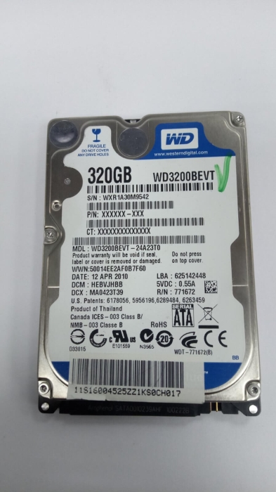Жесткий диск 2.5" 320Gb Sata WD Blue Mobile WD3200BEVT