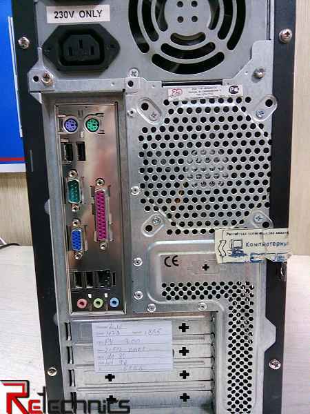 Системный блок 478 Socket Pentium 4 - 3.00GHz 1024Mb DDR1 80Gb IDE видео 256Mb сеть звук USB 2.0