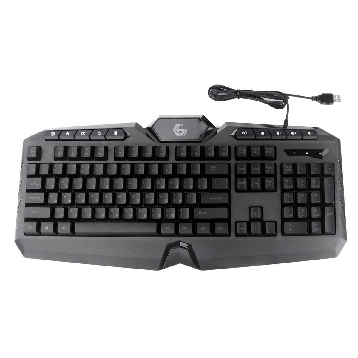 Клавиатура с подсветкой Gembird KB-G410L, USB, черный, 114 кл., м/медиа, Rainbow, кабель 1.5м