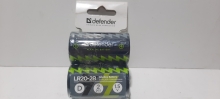 Батарейка алкалиновая Defender LR20-2B D в блистере 2 шт