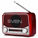 Портативная акустика SVEN SRP-525 красный (3 Вт FM/AM/SW USB microSD фонарь встроенный аккумулятор)