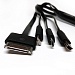 Кабель USB для зарядки устройств microUSB, miniUSB, Apple 30pin, Lightning (8pin) 30см черный