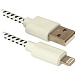 Кабель Defender ACH01-03T USB(AM) - Lightning(M) тканевая оплетка кабеля чёрный - белый 1м